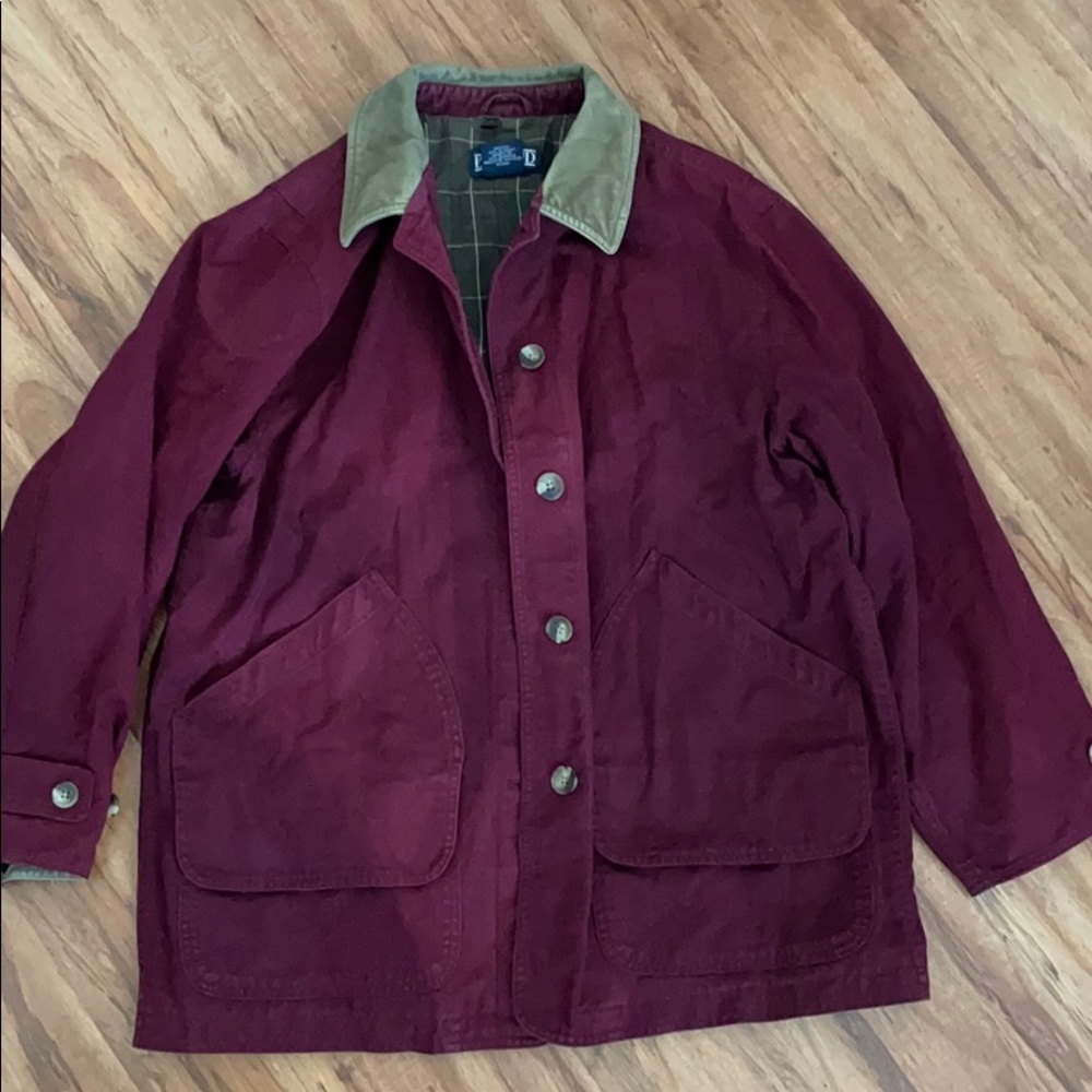 Lands End Burgundy Lined Insulated Barn Coat - Picture 1 of 3